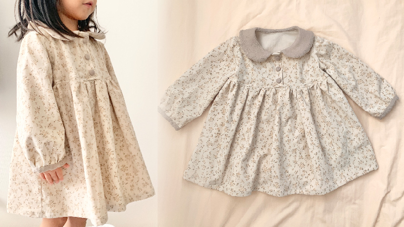 素人でも簡単に作れるハンドメイド子供服 コーデュロイワンピース 100サイズ を作ってみました